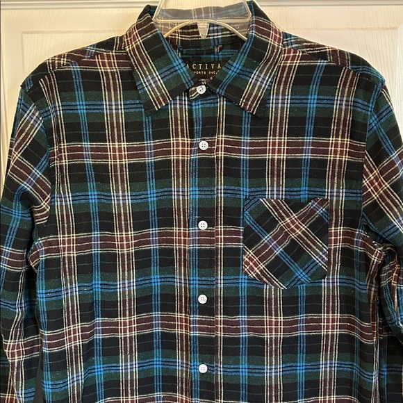 ATIVA Blue & Green Flannel Checkered Casual Shirt Unisex Medium - Picture 3 of 7